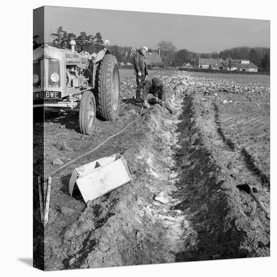 Contractors Setting Explosives in a Trench in Firbeck, Near Rotherham, 1962-Michael Walters-Stretched Canvas