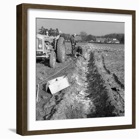 Contractors Setting Explosives in a Trench in Firbeck, Near Rotherham, 1962-Michael Walters-Framed Photographic Print