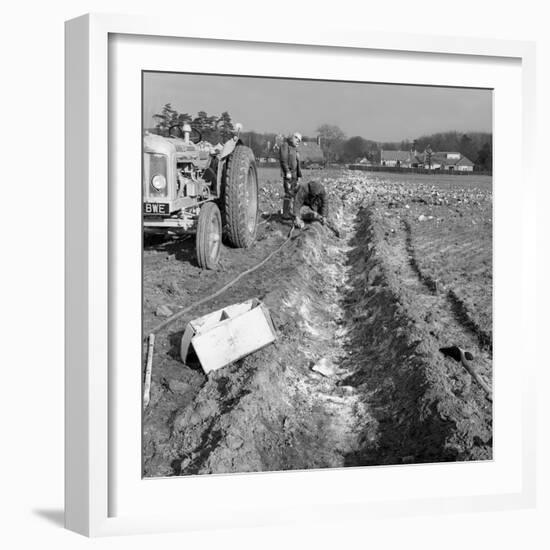 Contractors Setting Explosives in a Trench in Firbeck, Near Rotherham, 1962-Michael Walters-Framed Photographic Print