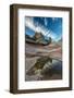 Contrail, Pool Reflection and Sandstone Landscape, Vermillion Cliffs, White Pockets Wilderness, Bur-Howie Garber-Framed Photographic Print