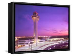 Control tower at O'Hare Airport, Chicago, Illinois, USA-Alan Klehr-Framed Stretched Canvas