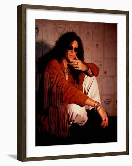 Controversial Radio Disc Jockey and Talk Show Host Howard Stern at Wxrk Radio Station-null-Framed Premium Photographic Print