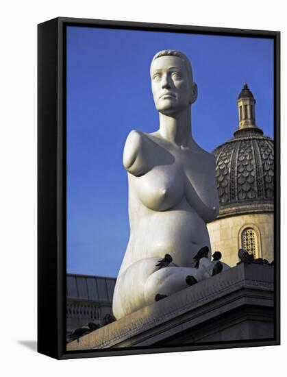 Controversial Sculpture Alison Lapper Pregnant by Mark Quinn Inf Trafalgar Square, London-Julian Love-Framed Stretched Canvas