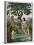 Conveniently Placed Foliage Conceals the Private Parts of Adam and Eve-null-Stretched Canvas