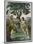 Conveniently Placed Foliage Conceals the Private Parts of Adam and Eve-null-Mounted Art Print