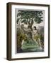 Conveniently Placed Foliage Conceals the Private Parts of Adam and Eve-null-Framed Art Print