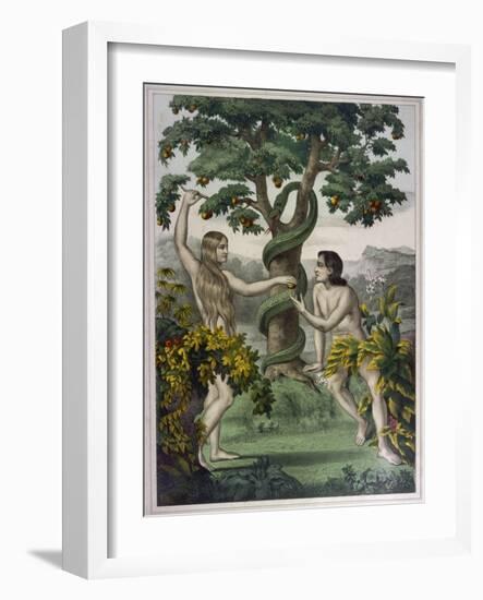 Conveniently Placed Foliage Conceals the Private Parts of Adam and Eve-null-Framed Art Print