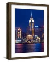 Convention Centre at Night, Victoria Harbor, Wanchai, Hong Kong, China-Dallas and John Heaton-Framed Photographic Print