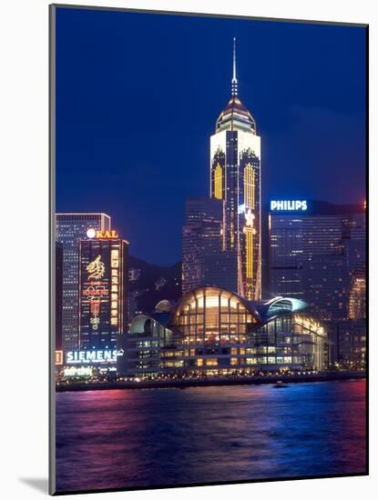 Convention Centre at Night, Victoria Harbor, Wanchai, Hong Kong, China-Dallas and John Heaton-Mounted Photographic Print