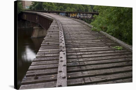 Converging Railroad Tracks-jrferrermn-Stretched Canvas