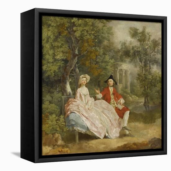 Conversation dans un parc (probablement Gainsborough et sa femme)-Thomas Gainsborough-Framed Stretched Canvas