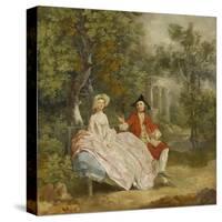 Conversation dans un parc (probablement Gainsborough et sa femme)-Thomas Gainsborough-Stretched Canvas