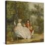 Conversation dans un parc (probablement Gainsborough et sa femme)-Thomas Gainsborough-Stretched Canvas