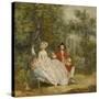 Conversation dans un parc (probablement Gainsborough et sa femme)-Thomas Gainsborough-Stretched Canvas