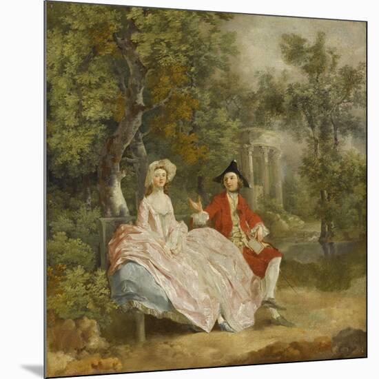 Conversation dans un parc (probablement Gainsborough et sa femme)-Thomas Gainsborough-Mounted Giclee Print