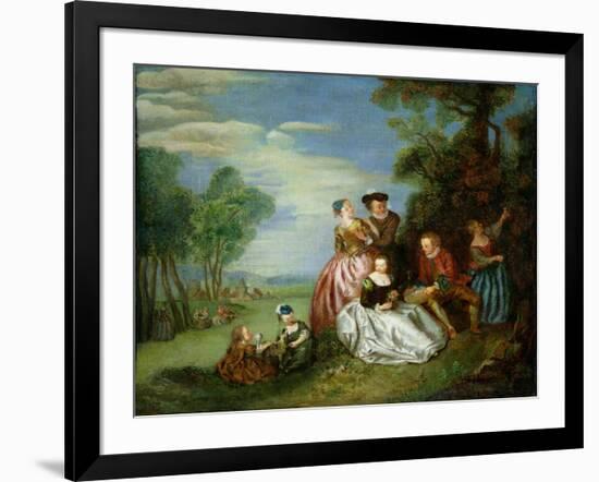 Conversation in a Park-Jean-Baptiste Joseph Pater-Framed Giclee Print