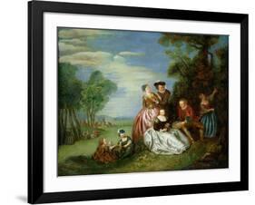 Conversation in a Park-Jean-Baptiste Joseph Pater-Framed Giclee Print