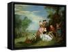 Conversation in a Park-Jean-Baptiste Joseph Pater-Framed Stretched Canvas