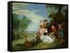 Conversation in a Park-Jean-Baptiste Joseph Pater-Framed Stretched Canvas