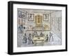 Conversation in Drawing Room, Drawing, Germany, 18th Century-null-Framed Giclee Print