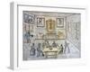 Conversation in Drawing Room, Drawing, Germany, 18th Century-null-Framed Giclee Print