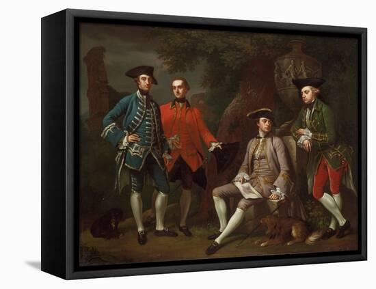 Conversation Piece (Portrait of James Grant of Grant, John Mytton, the Honorable Thomas Robinson, A-Nathaniel Dance-Framed Stretched Canvas