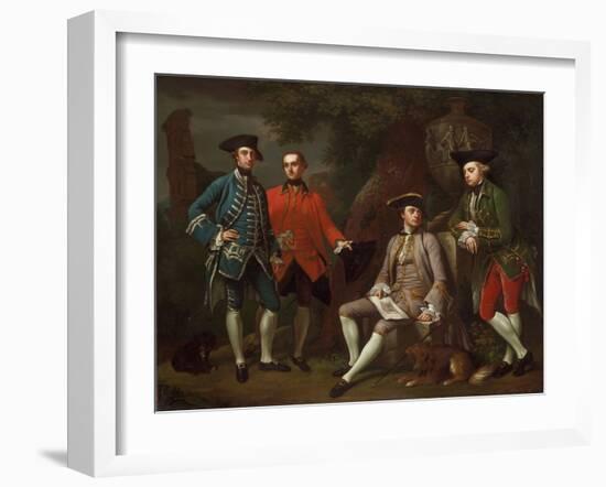 Conversation Piece (Portrait of James Grant of Grant, John Mytton, the Honorable Thomas Robinson, A-Nathaniel Dance-Framed Giclee Print