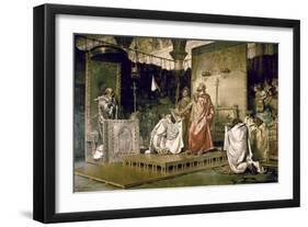 Conversion of Recared I, the Visigothic King of Hispania 587-Antonio Munoz Degrain-Framed Art Print