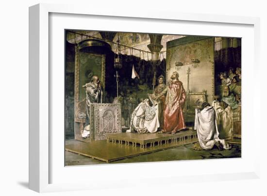 Conversion of Recared I, the Visigothic King of Hispania 587-Antonio Munoz Degrain-Framed Art Print