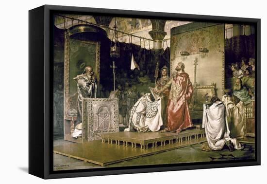 Conversion of Recared I, the Visigothic King of Hispania 587-Antonio Munoz Degrain-Framed Stretched Canvas