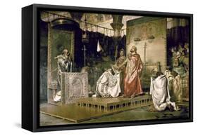 Conversion of Recared I, the Visigothic King of Hispania 587-Antonio Munoz Degrain-Framed Stretched Canvas