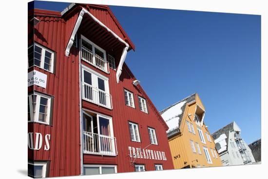 Converted Warehouses Along Harbour Front, Tromso, Troms, Norway, Scandinavia, Europe-David Lomax-Stretched Canvas