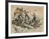 Convicted Robber Eddie Guerin Escaping from Devil's Island with Fellow-Cons Meets Sharks off Guyana-null-Framed Art Print