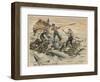 Convicted Robber Eddie Guerin Escaping from Devil's Island with Fellow-Cons Meets Sharks off Guyana-null-Framed Art Print