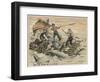 Convicted Robber Eddie Guerin Escaping from Devil's Island with Fellow-Cons Meets Sharks off Guyana-null-Framed Art Print