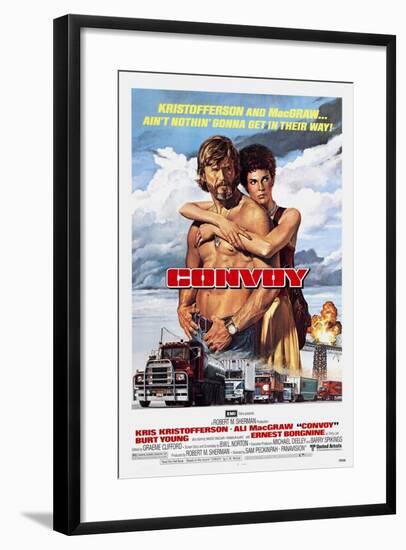 Convoy, Kris Kristofferson, Ali MacGraw, 1978. (c) United Artists/ Courtesy: Everett Collection-null-Framed Art Print