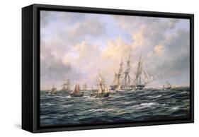 Convoy of East Indiamen Amid Fishing Boats-Richard Willis-Framed Stretched Canvas