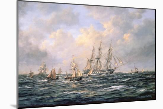 Convoy of East Indiamen Amid Fishing Boats-Richard Willis-Mounted Giclee Print