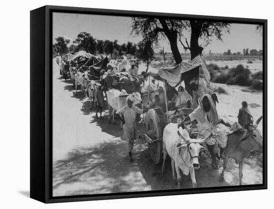 Convoy of Muslims Migrating from the Sikh State of Faridkot after the Division of India-Margaret Bourke-White-Framed Stretched Canvas