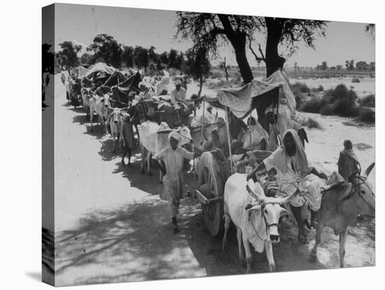 Convoy of Muslims Migrating from the Sikh State of Faridkot after the Division of India-Margaret Bourke-White-Stretched Canvas