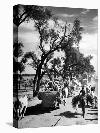 Convoy of Sikhs Migrating to East Punjab After the Division of India-Margaret Bourke-White-Stretched Canvas