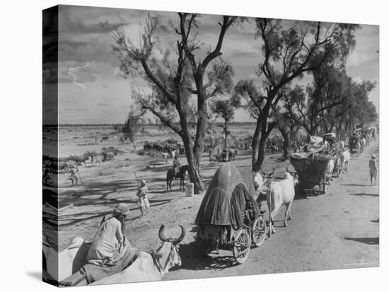 Convoy of Sikhs Migrating to East Punjab After the Division of India-Margaret Bourke-White-Stretched Canvas