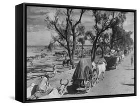 Convoy of Sikhs Migrating to East Punjab After the Division of India-Margaret Bourke-White-Framed Stretched Canvas