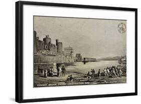 Conway Bridge under Construction, 1848-null-Framed Giclee Print