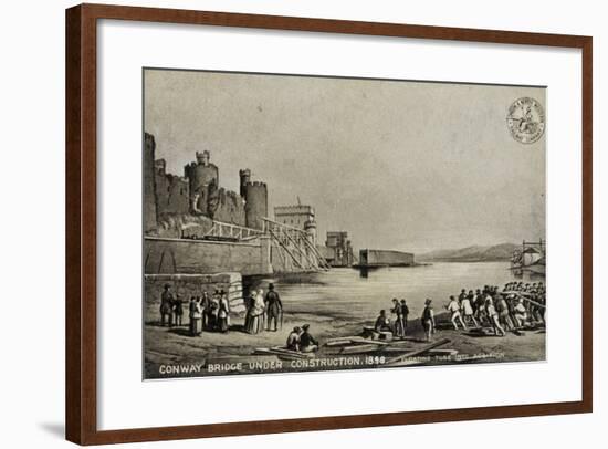 Conway Bridge under Construction, 1848-null-Framed Giclee Print