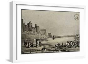 Conway Bridge under Construction, 1848-null-Framed Giclee Print