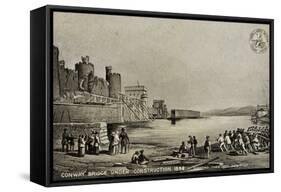 Conway Bridge under Construction, 1848-null-Framed Stretched Canvas