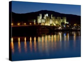 Conwy Castle and Town at Dusk, Conwy, Wales, United Kingdom, Europe-John Woodworth-Stretched Canvas