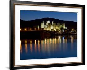 Conwy Castle and Town at Dusk, Conwy, Wales, United Kingdom, Europe-John Woodworth-Framed Photographic Print