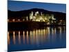 Conwy Castle and Town at Dusk, Conwy, Wales, United Kingdom, Europe-John Woodworth-Mounted Photographic Print